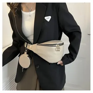 Chic sac banane en cuir PU avec une mini pochette sac de poitrine pour les femmes