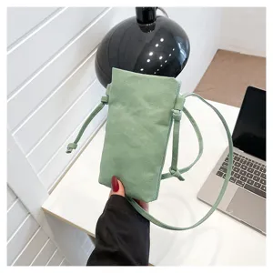 Sac bandoulière en toile verte pochette de téléphone tendance décontractée femme