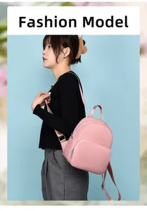 Casual roze oxford stoffen rugzak voor dames, stijlvolle minimalistische stedelijke tas.