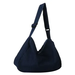 Sac à bandoulière en denim décontracté pour femme, sac cabas hobo uni élégant.