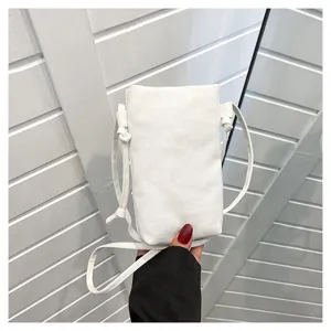 Sac bandouliere en toile blanche pour telephone, mini sac decontracte pour femmes.