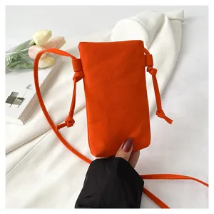 Sac bandoulière tendance pour téléphone portable en toile orange pour les femmes mode