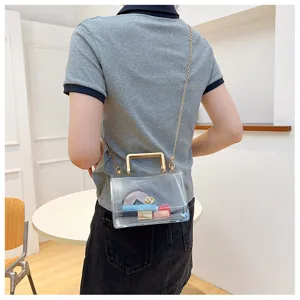 Sac bandouliere transparent en PVC gelee avec chaine pour femme sac cabas de plage