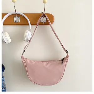 Sac à épaule croissant nylon femme unie décontracté dumpling sous bras chic quotidien