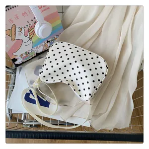 Witte zwarte polkadot nylon schoudertas messenger tas voor vrouwen, schattige casual tas.