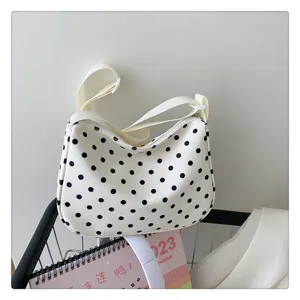 Nylon polkadots schoudertas voor dames, schattige casual zoete dagelijkse tas voor meiden.