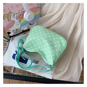 Schattige nylon schoudertas met stippen, zoete candy kleur crossbody tas, casual dagelijkse tas.