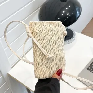 Sac Bandoulière Casual en Toile pour Femmes Petit Sac Téléphone Portable Couleur Unie Coutures Assortiment Quotidien