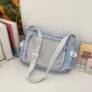 Estilo Ins Japonés Transparente Gran Capacidad Bolso Bandolera Nylon Casual Estudiante Hombro Mensajero Bonito Ita Bag