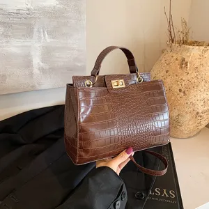 Donna retro motivo coccodrillo borsa inverno lavoro elegante borsa a tracolla spalla