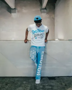 Streetwear short sleeve t-shirt and casual pants set with cupid graphic print and letters.