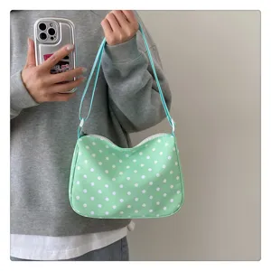 Nylon stippen schoudertas crossbody tas voor dames, schattige zomerse casual handtas stijl.