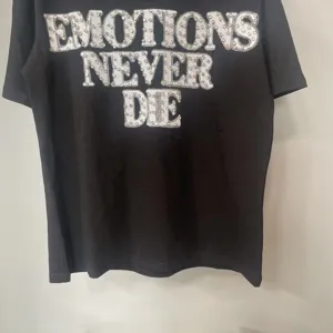 Black short sleeve t-shirt with rhinestone letters streetwear casual summer top for men and women