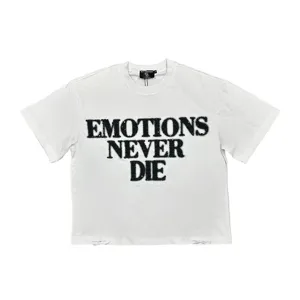 American high street rhinestone letter print short sleeve t-shirt for men and women white tee