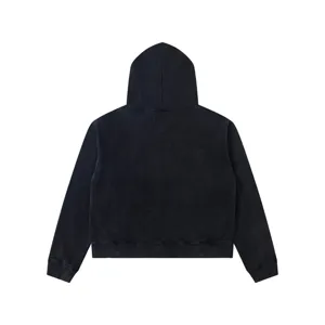 Men washed black hoodie high street hooded sweatshirt casual outerwear basic pullover tops.