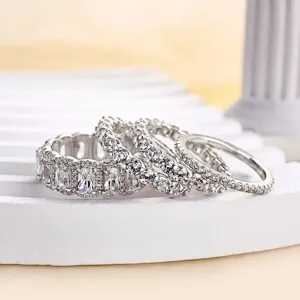 Elegante set van 4 stapelbare ringen met sprankelende zirconstenen voor dagelijks.
