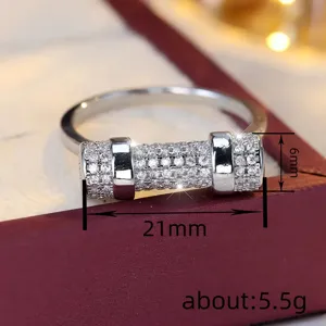 Gedetailleerd overzicht van een punk metalen buis strass ring, 21x6mm, luxe sieraden.