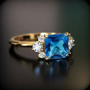 Anillo estilo corte vintage con gema azul y circonitas microincrustadas para mujer joya elegante