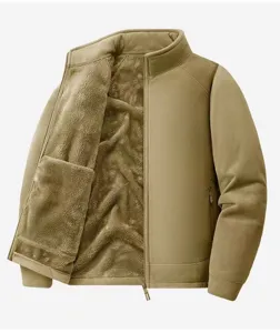 Men's thick polar fleece jacket, casual outdoor stand collar thermal coat for winter.
