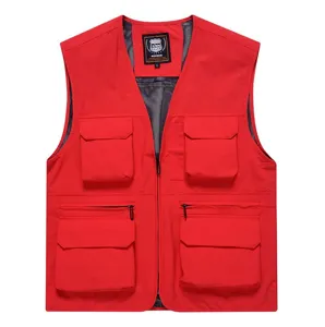Men outdoor multi pocket vest thin quick dry fishing photography hiking vest detail view