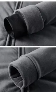 Fleece jacket sleeve and ribbed inner cuff detail shot, warm autumn winter outdoor wear.