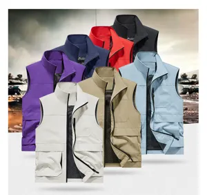 Mens multi pocket tactical vest spring autumn outdoor photography waistcoat clothing