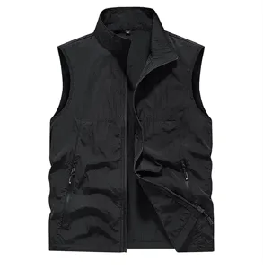Gilet uomo leggero collo alto casual asciugatura rapida multi tasche pesca esterno giacca