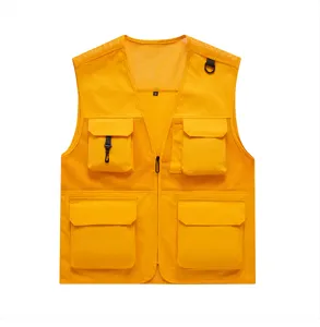 Multi-pocket tactical utility vest for men, breathable mesh outdoor hiking cargo vest.