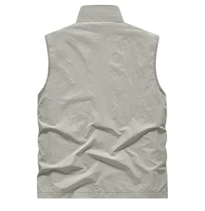 Gilet casual uomo collo alto vista posteriore, gilet leggero ad asciugatura rapida.