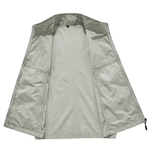 Gilet casual da uomo collo alto asciugatura rapida dettaglio interno ed etichetta.