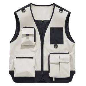 Men's Multi-Pocket Tactical Vest Casual Outdoor Sports Photography Workwear V-Neck Zipper Sleeveless Jacket
