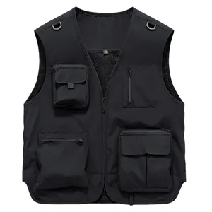 Men's Multi-Pocket Tactical Vest Outdoor Utility Workwear Fishing Camping Black Jacket