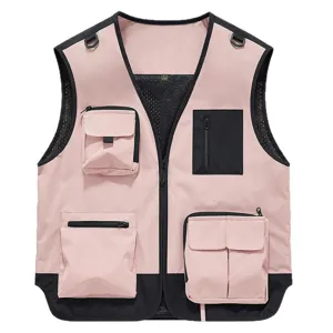 Multi-pocket utility vest for men, ideal for outdoor photography, workwear and hiking activities.