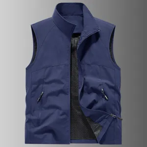 Chaleco táctico de secado rápido para hombres chaqueta sin mangas en azul oscuro.
