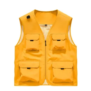 Men's outdoor cargo vest multi-pocket fishing waistcoat casual sleeveless tactical jacket.