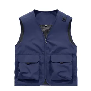 Men's Multi-Pocket Outdoor Fishing Vest Casual Tactical Workwear Jacket with Breathable Mesh