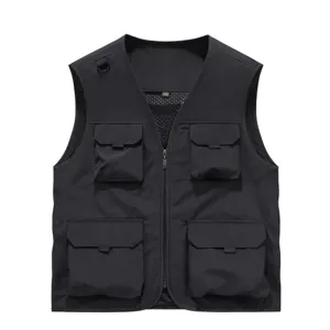 Men's multi-pocket utility vest casual outdoor fishing sleeveless work jacket top new