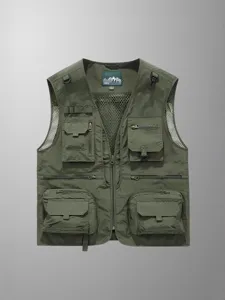 Men's outdoor multi-pocket tactical vest quick dry mesh photography fishing workwear jacket