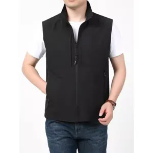 Men's casual stand collar multi-pocket quick-dry vest, perfect for outdoor sports and daily wear.