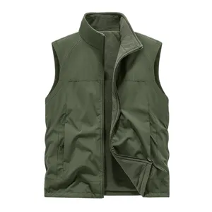 Men's fleece-lined reversible vest winter casual outdoor tactical warm outerwear jacket