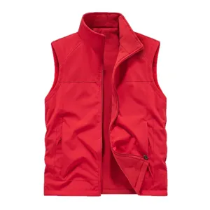 Men's fleece lined winter vest casual outdoor warm sleeveless jacket with pockets