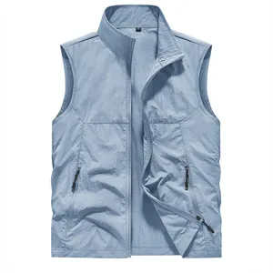 Gilet Casual da Uomo con Collo a Imbuto ad Asciugatura Rapida Tasche Multiple Esterno Pesca Fotografia Giacca Senza Maniche