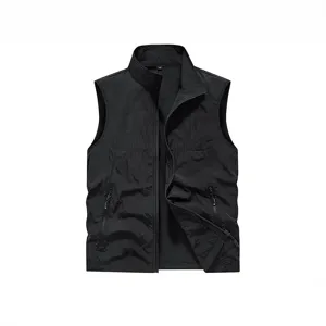Gilet Casual Uomo Collo in Piedi Primavera Sottile Asciugatura Rapida Tasche Outdoor