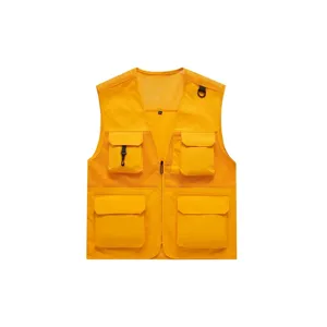 Yellow multi-pocket tactical workwear vest for outdoor casual breathable mesh waistcoat main