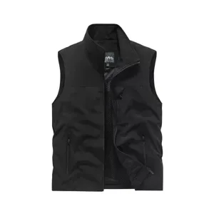 Men's Stand Collar Quick Dry Mesh Vest Outdoor Multi Pocket Tactical Fishing Waistcoat