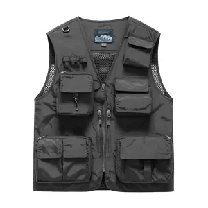 Men's multi-pocket tactical utility vest outdoor breathable sleeveless top workwear jacket
