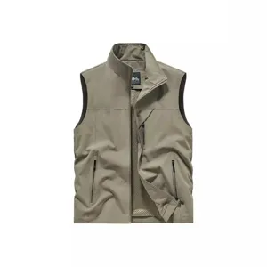 Men's stand collar quick dry mesh vest outdoor tactical workwear fishing waistcoat