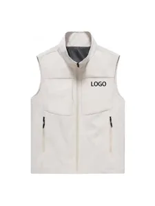 Men's Casual Quick Dry Stand Collar Multi Pocket Vest Outdoor Sports Sleeveless Jacket Regular Fit Polyester Waistcoat Outerwear