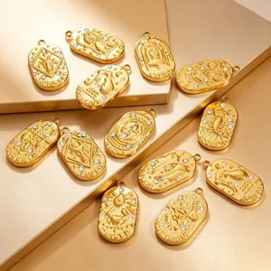 12 zodiaque constellation strass pendentif acier inoxydable 18k or plaqué bijoux breloques