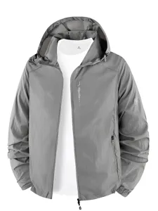 Giacca Sportiva con Cappuccio da Uomo Estiva Sottile Protezione Solare Traspirante Protezione UV Cappotto Casual Leggero